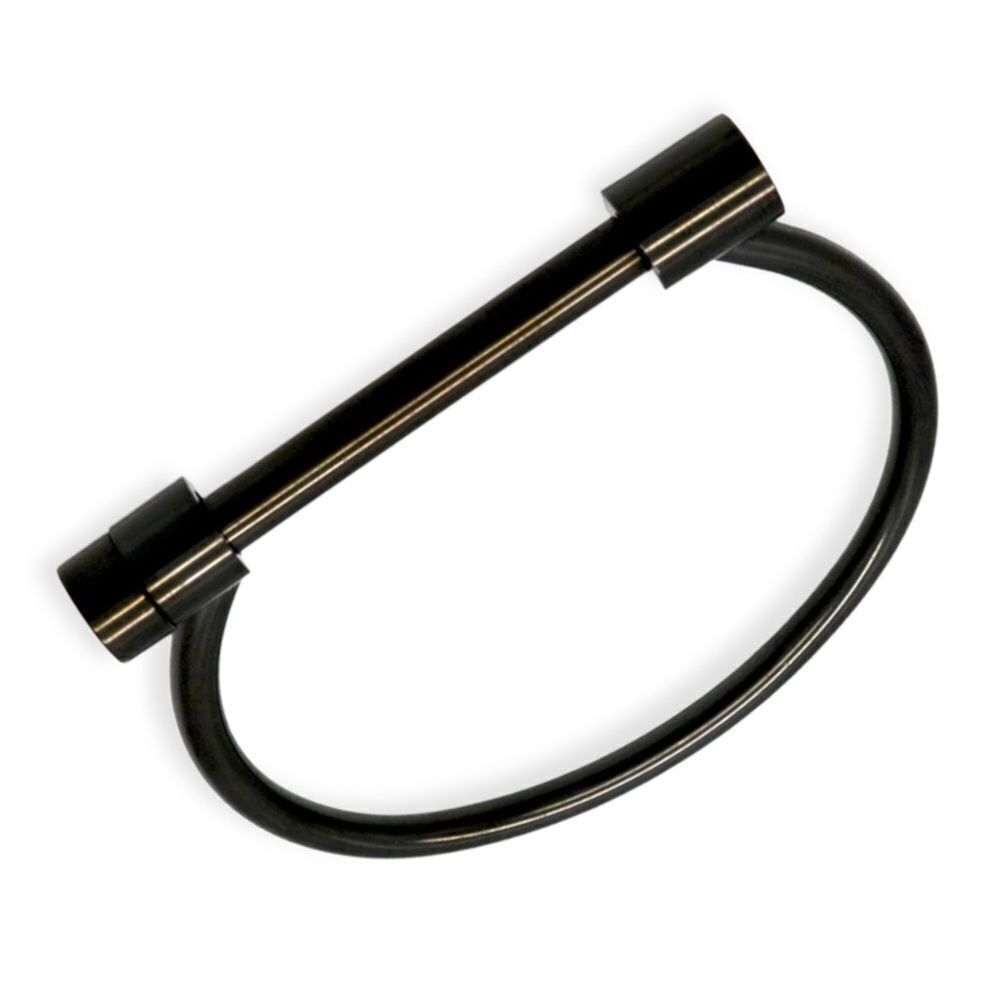Black D-Ring Bangle Stainless Steel Bracelet NEW